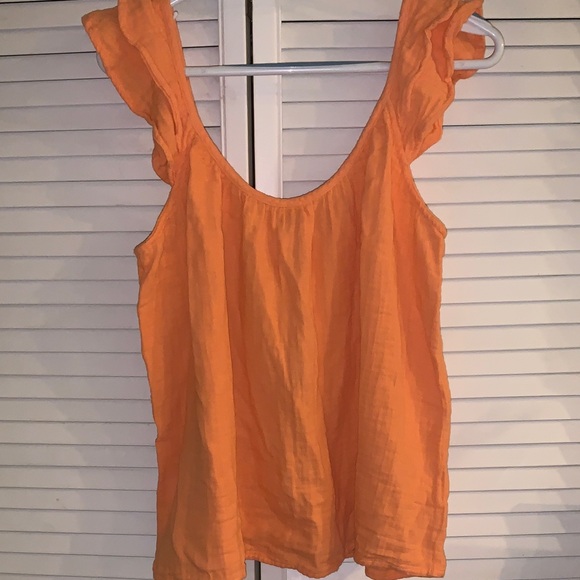 Sonoma Orange Ruffle Sleeve Tank Top large - Picture 1 of 7